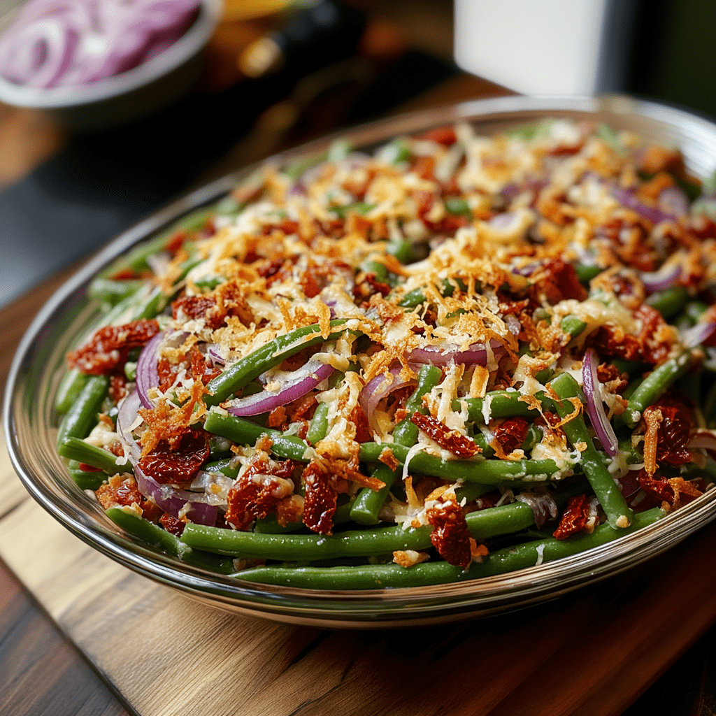 Bønnesalat med soltørrede tomater.